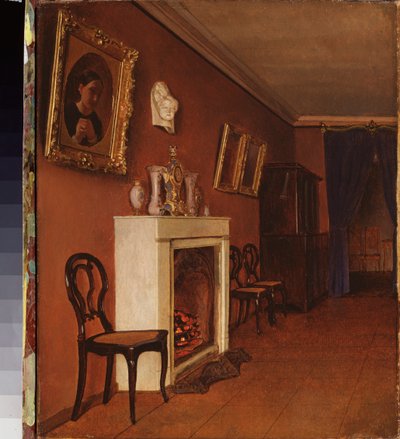 Interieur met een open haard door Kapiton Alekseevich Zelentsov