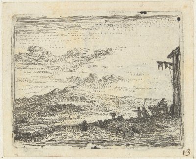 Italianiserend landschap met wagen bij herberg (Kleine landschappen) door Karel Du Jardin