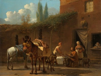 Muilezeldrijvers bij een Herberg door Karel Du Jardin