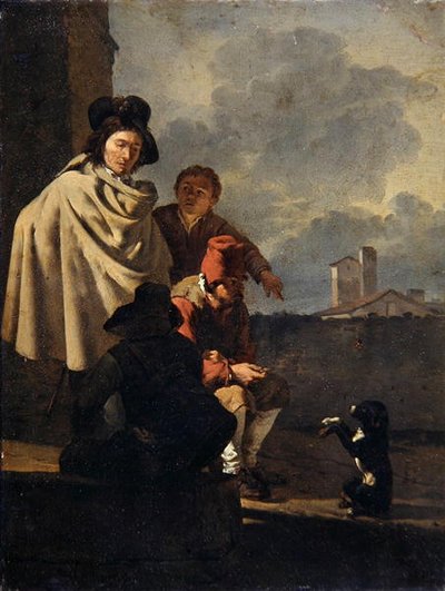 Italianen met een hond door Karel Dujardin