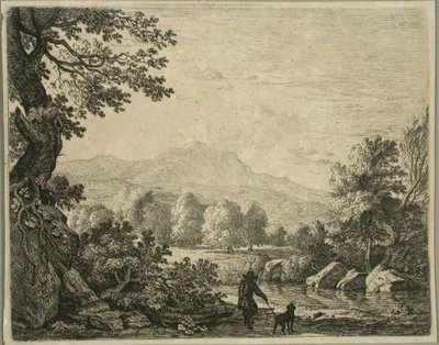 Landschap met man en hond door Karel Dujardin