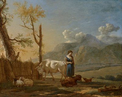 Landschap met een herderin door Karel Dujardin