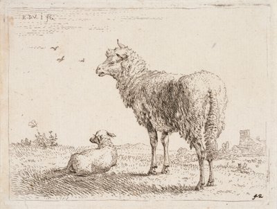Schaap met lam door Karel Dujardin