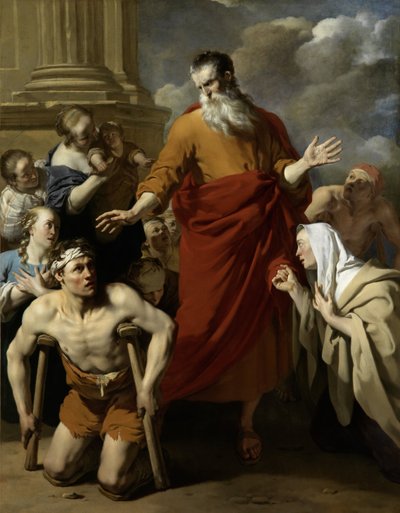 St. Paulus geneest de kreupele in Lystra door Karel Dujardin