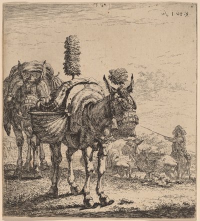 Twee muilezels door Karel Dujardin