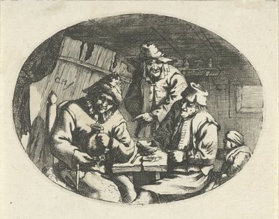 Boerengezelschap aan een tafel door Karel Hagenbeek