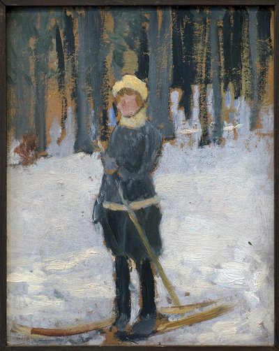 Vrouw skiet in het bos door Karel Spillar