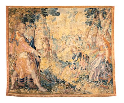 Delfts mythologisch wandtapijt met een scène uit Orlando Furioso, door Franciscus Spierinckx door Karel Van Mander