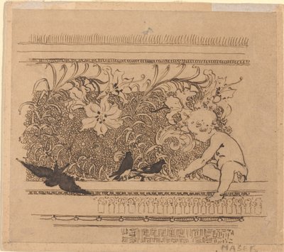 Ornamentaal ontwerp met vogels en lelie door Karel Vitezslav Masek