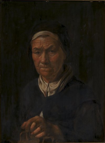 Portret van een oude vrouw, vrouw van Christian Jacobsen Drakenberg, geboren Bagge (?) door Karel van III Mander