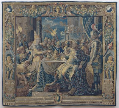 Cleopatra vermaakt Anthony, ca. 1640 door Karel van II (workshop of) Mander