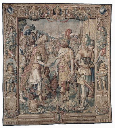 Antonius wint de enige Romeinse overwinning op de Parthen; wandtapijt door Karel van II Mander