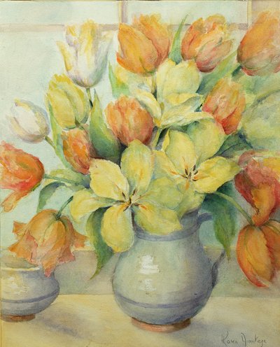 Mendel en Darwin Tulpen op een Vensterbank door Karen Armitage