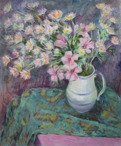 Roze Bloemen in een Kan door Karen Armitage