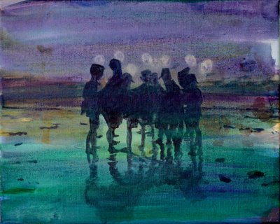 Weerspiegeling van schemerfiguren door Karin Bos