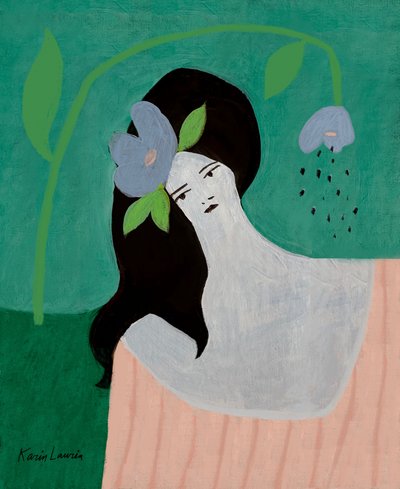 Blauwe bloemenmijmering door Karin Lauria