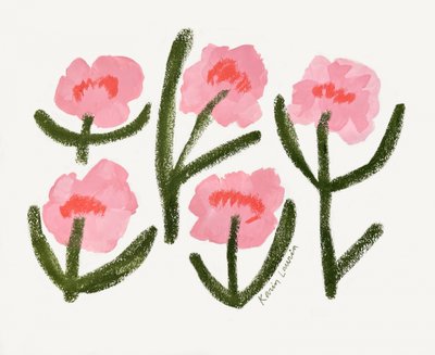 Moderne roze bloemen door Karin Lauria