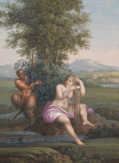 Beeknimf en faun door Karl Agricola