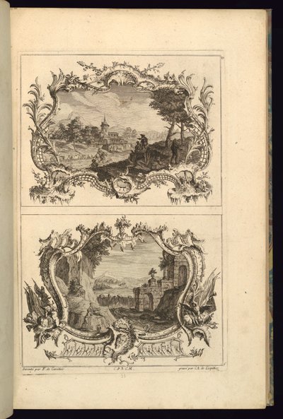 Ontwerp voor Twee Cartouches door Karl Albert von Lespilliez