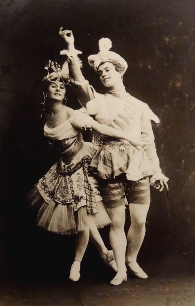 Anna Pavlova en Vaslav Nijinsky in het ballet Le Pavillon d
