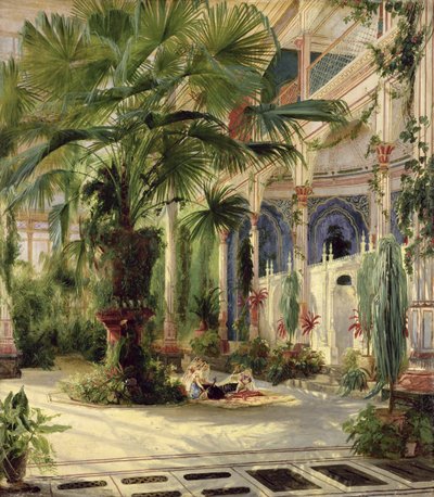 Interieur van het Palmenhuis in Potsdam door Carl Blechen