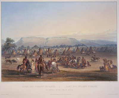 Kampement van de Peikann-indianen door Karl Bodmer