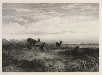 Landschap met herten door Karl Bodmer