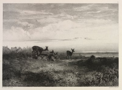 Landschap met Herten, ca. 1840 door Karl Bodmer