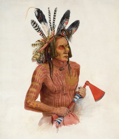 Mato-Tope, Versierd met de Insignes van Zijn Krijgshaftige Daden door Karl Bodmer