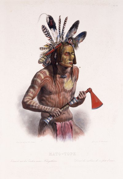 Mato-Tope, versierd met de insignes van zijn krijgshaftige daden, 1844 door Karl Bodmer