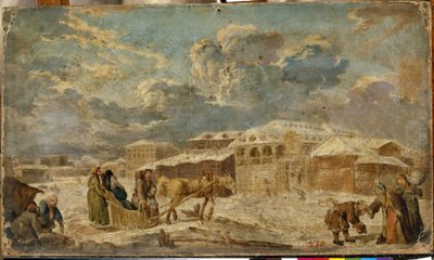 Stadsplein in de winter (Sint-Petersburg) door Karl Friedrich Knappe