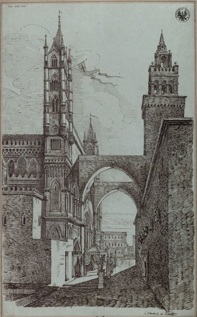 ‘Aanzicht van de kathedraal van Palermo’ door Karl Friedrich Schinkel