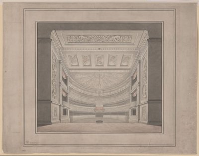 Berlijn. Schauspielhaus aan de Gendarmenmarkt, auditorium door Karl Friedrich Schinkel