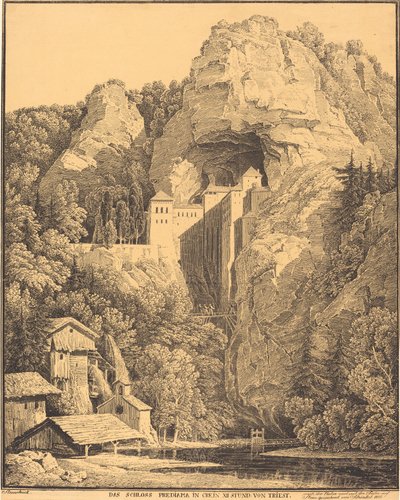Das Schloss Prediama in Crein XII Stund: von Triest door Karl Friedrich Schinkel