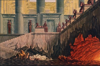 Ontwerp voor een productie van Mozarts opera Die Zauberflöte, 1816 door Karl Friedrich Schinkel