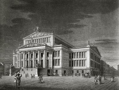 Uitzicht op het Schauspielhaus (concertzaal), gravure door Karl Friedrich Schinkels door Karl Friedrich Schinkel