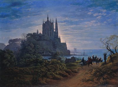 Gotische Kerk op een Rots bij de Zee, 1815 door Karl Friedrich Schinkel