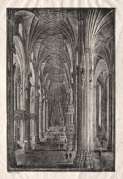 Interieur van de Stephansdom in Wenen door Karl Friedrich Schinkel