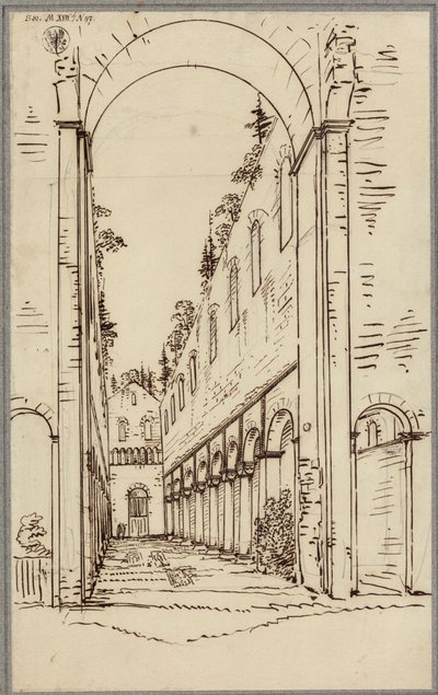 Ruïne van de abdij Paulinzella. Binnenaanzicht vanuit het oosten door Karl Friedrich Schinkel