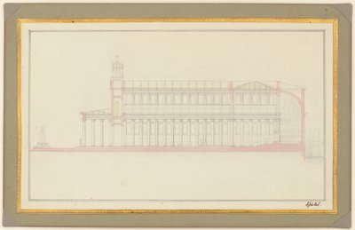 Longitudinale Doorsnede van een Kathedraal voor Berlijn door Karl Friedrich Schinkel