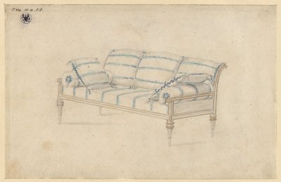 Potsdam-Sanssouci. Paleis Charlottenhof. Sofa door Karl Friedrich Schinkel