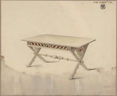 Potsdam. Slot Babelsberg (?). Ontwerp voor een schuine tafel door Karl Friedrich Schinkel
