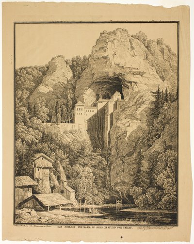 Predjama Kasteel in Krein, Twaalf Uur van Triëst door Karl Friedrich Schinkel