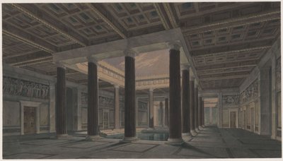 Paleis Orianda op de Krim. Antiek ontwerp. Groot atrium door Karl Friedrich Schinkel