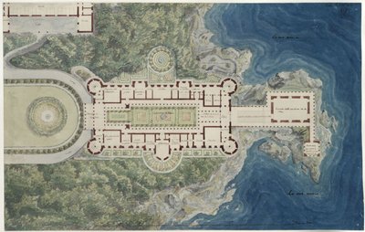Paleis Orianda op de Krim. Moskovitisch ontwerp. Plattegrond met omgeving door Karl Friedrich Schinkel