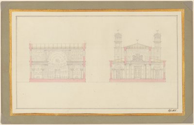 Sectie van de Kruising en het Westelijke Eind van een Kathedraal voor Berlijn door Karl Friedrich Schinkel