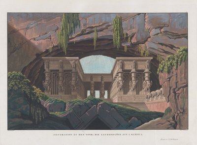 Decorontwerp voor de opera Die Zauberflöte van Wolfgang Amadeus Mozart, 1847-1849 door Karl Friedrich Schinkel