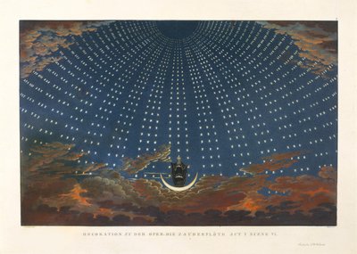 Toneelontwerp voor de opera Die Zauberflöte van Wolfgang Amadeus Mozart, 1847-1849 door Karl Friedrich Schinkel