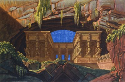 Tempel van Isis en Osiris waar Sarastro Hogepriester is "Die Zauberflöte" door Karl Friedrich Schinkel