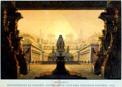 De binnenplaats van de tempel van Isis en Osiris waar Sarastro Hogepriester was, ca. 1816 door Karl Friedrich Schinkel